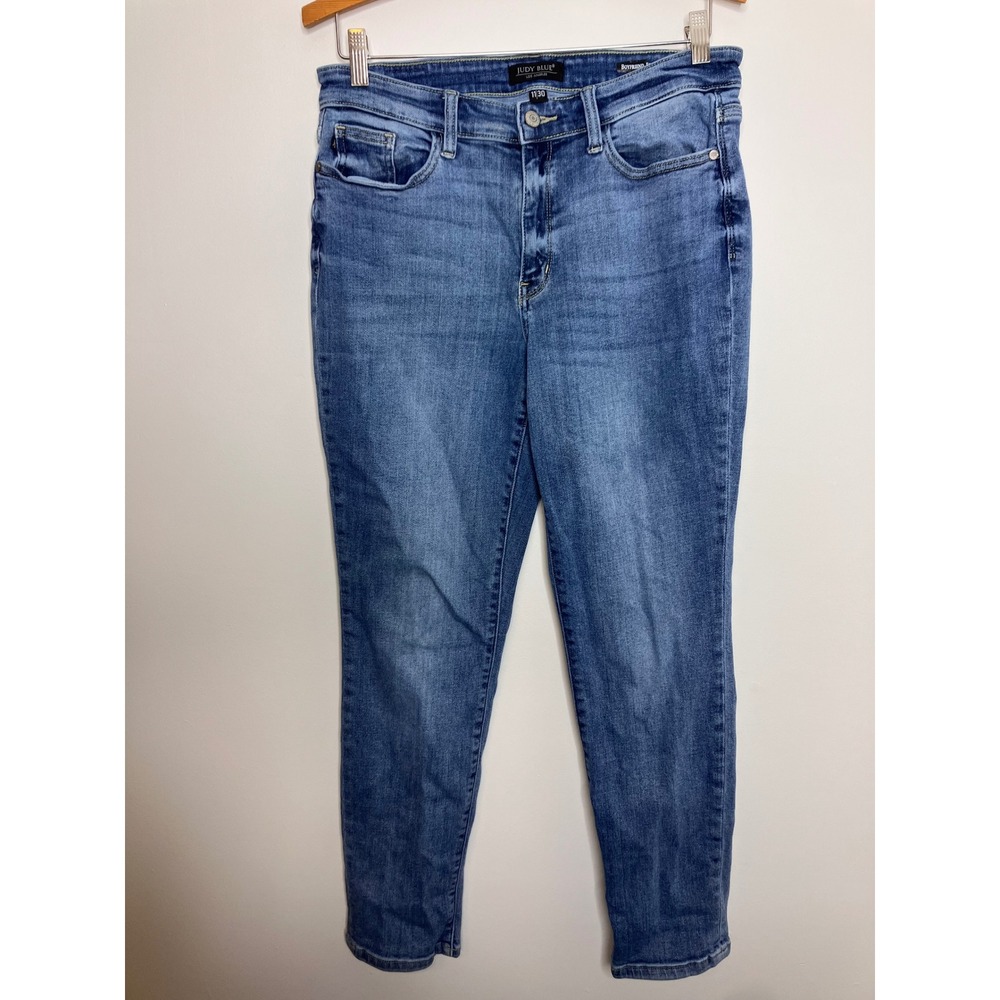 Judy Blue Boyfriend Jeans Womens 11/30 Blue Excellent Stretch Denim Tapered Leg